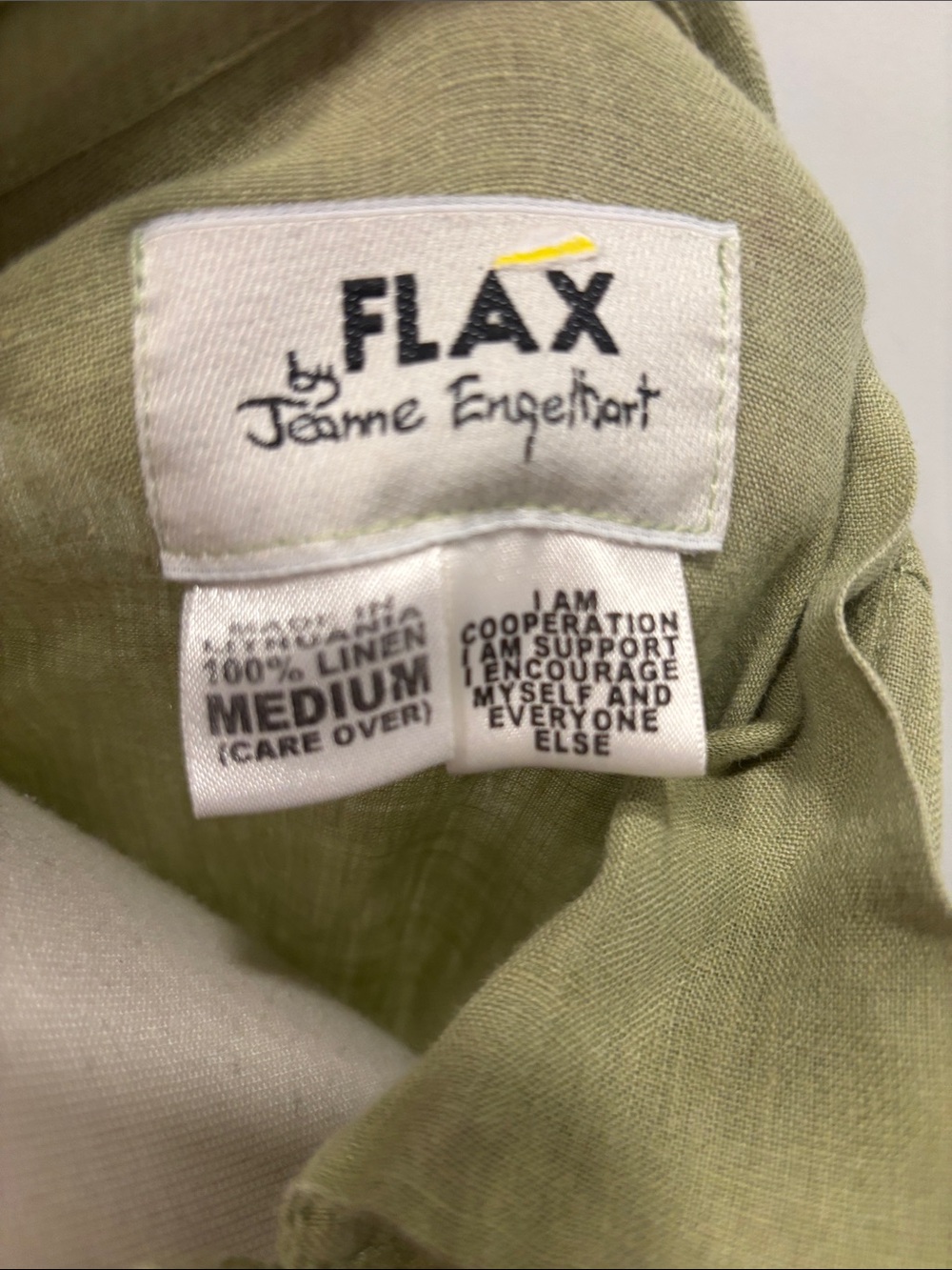 GUC Flax by Jeanne Engelhart Light Olive Linen Relaxed Button-Down Shirt - Picture 2 of 9